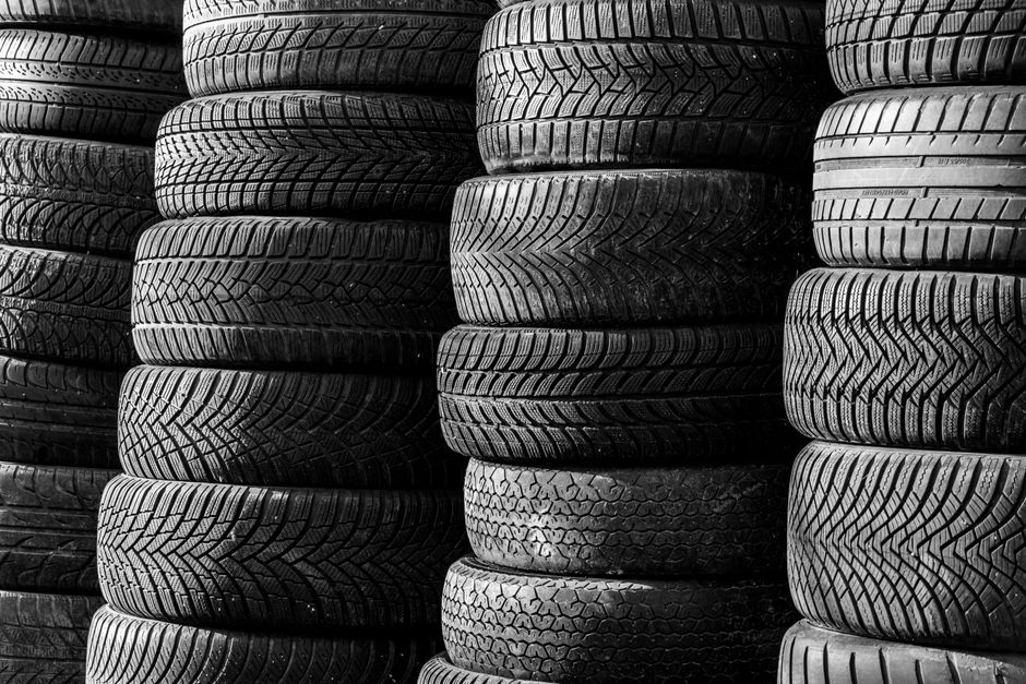 Stack of off-season tires kept in secure storage